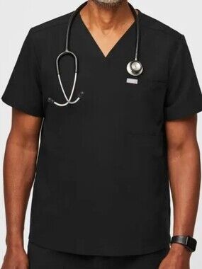 Figs Men's Black Chisec Scrub Top